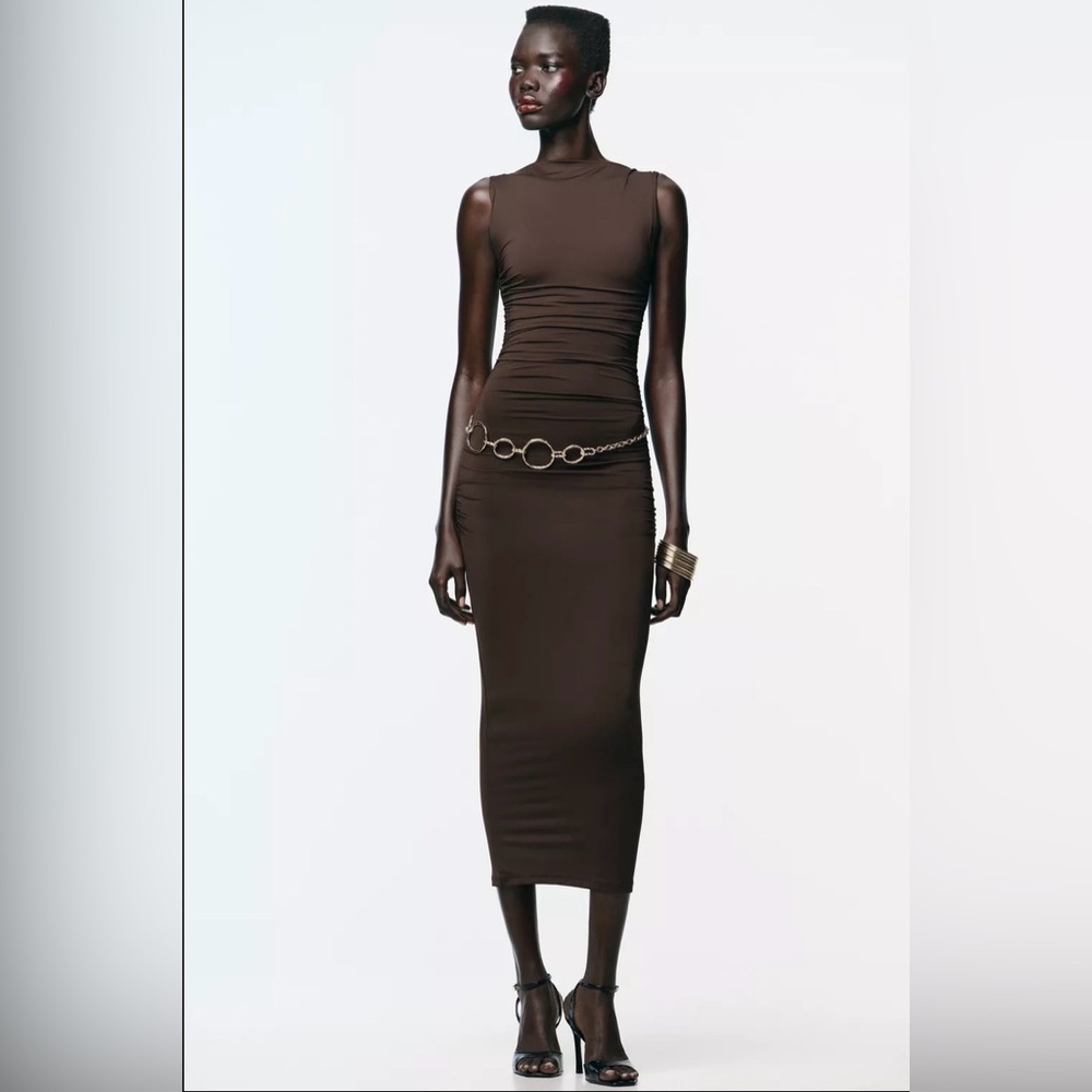 🔥🔥Zara  Brown Sleeveless Dress